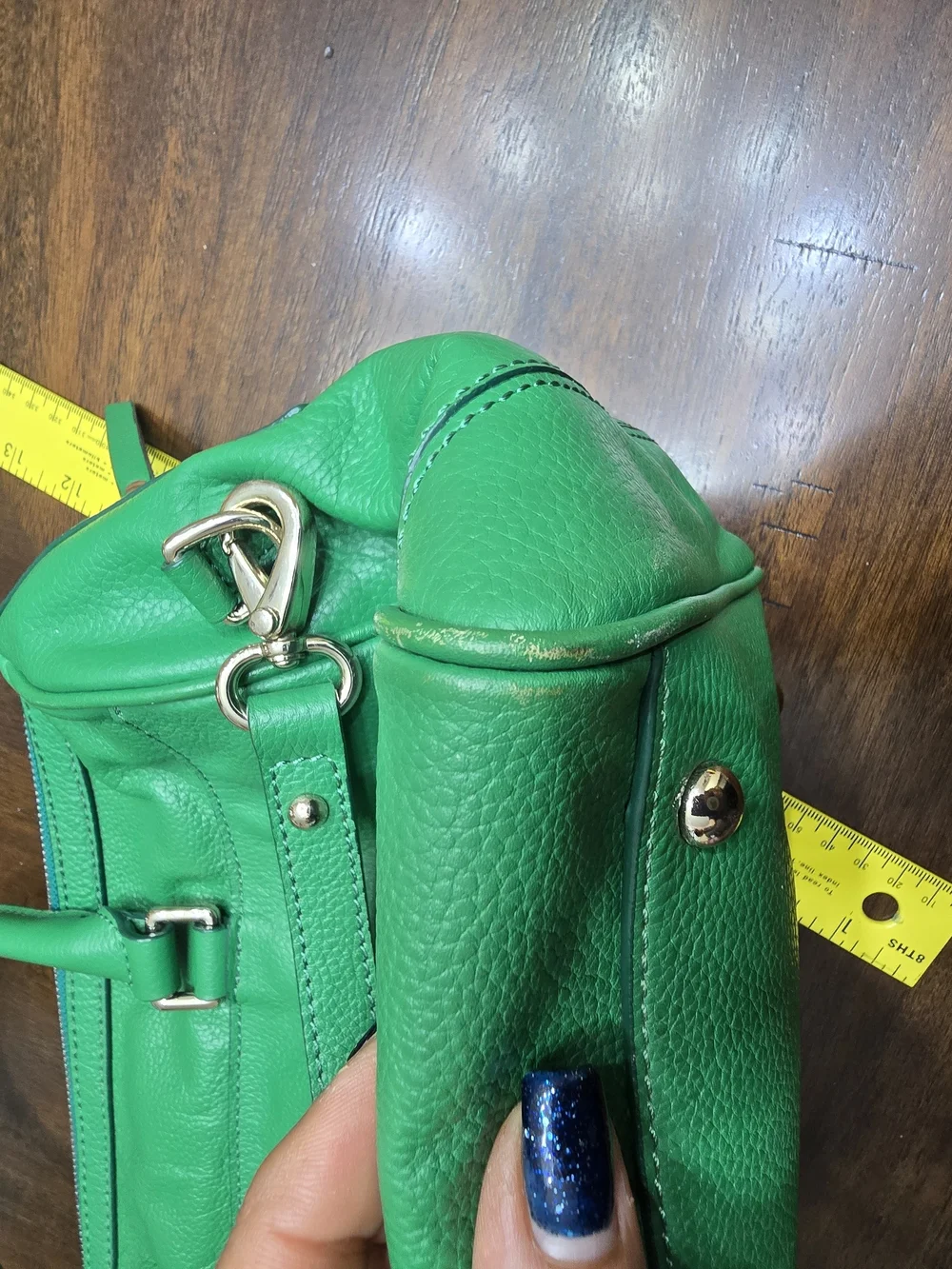 Green Leather Satchel Handbag - Unbranded